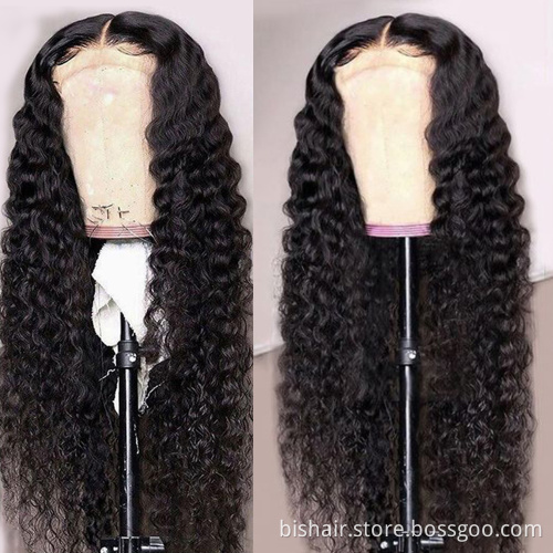 Deep Wave Brazilian hair wig, transparent lace wig T-part curly human hair lace front human hair wig Remy wig, 10 to 28 inches